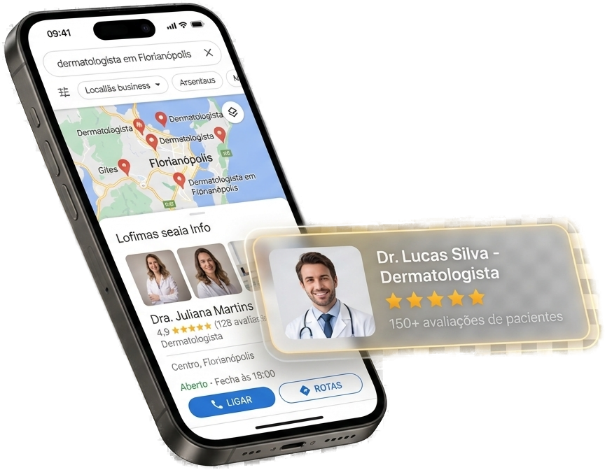 Mockup — presença digital para médicos no Google